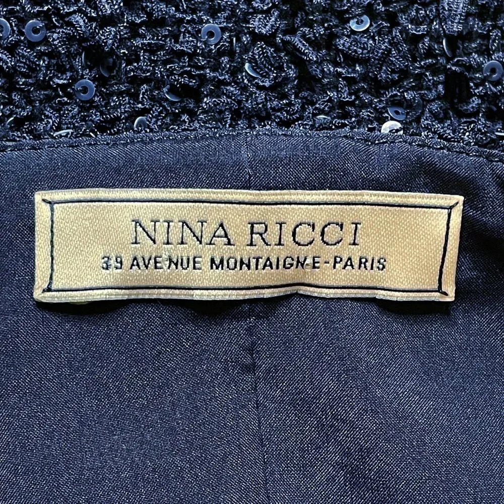 Nina Ricci Blue Sequin Peplum Blouse - Picture 7 of 7